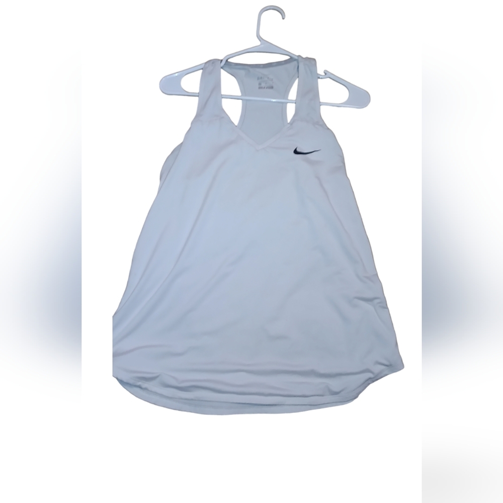 white NIKE dri-fit tank L girls